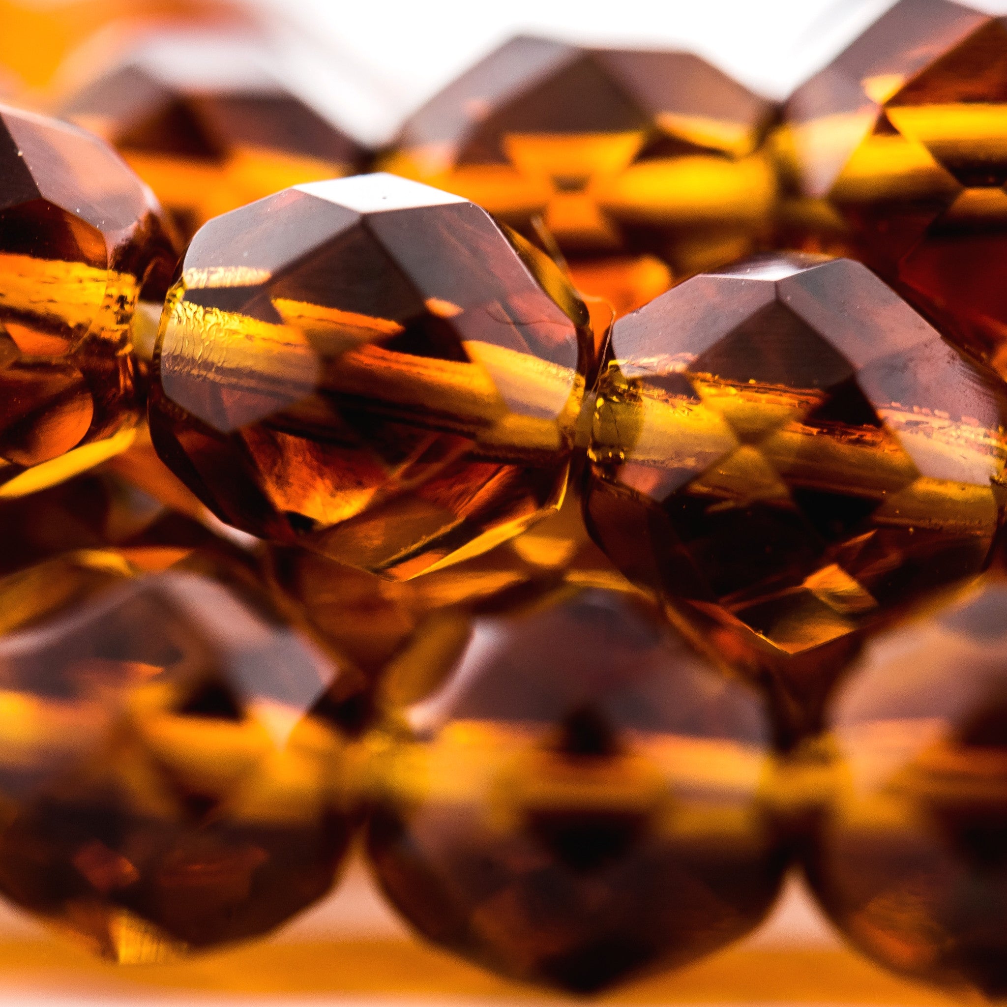 8MM Lt.Topaz/Dark Topaz Firepolish Beads (150 pieces)