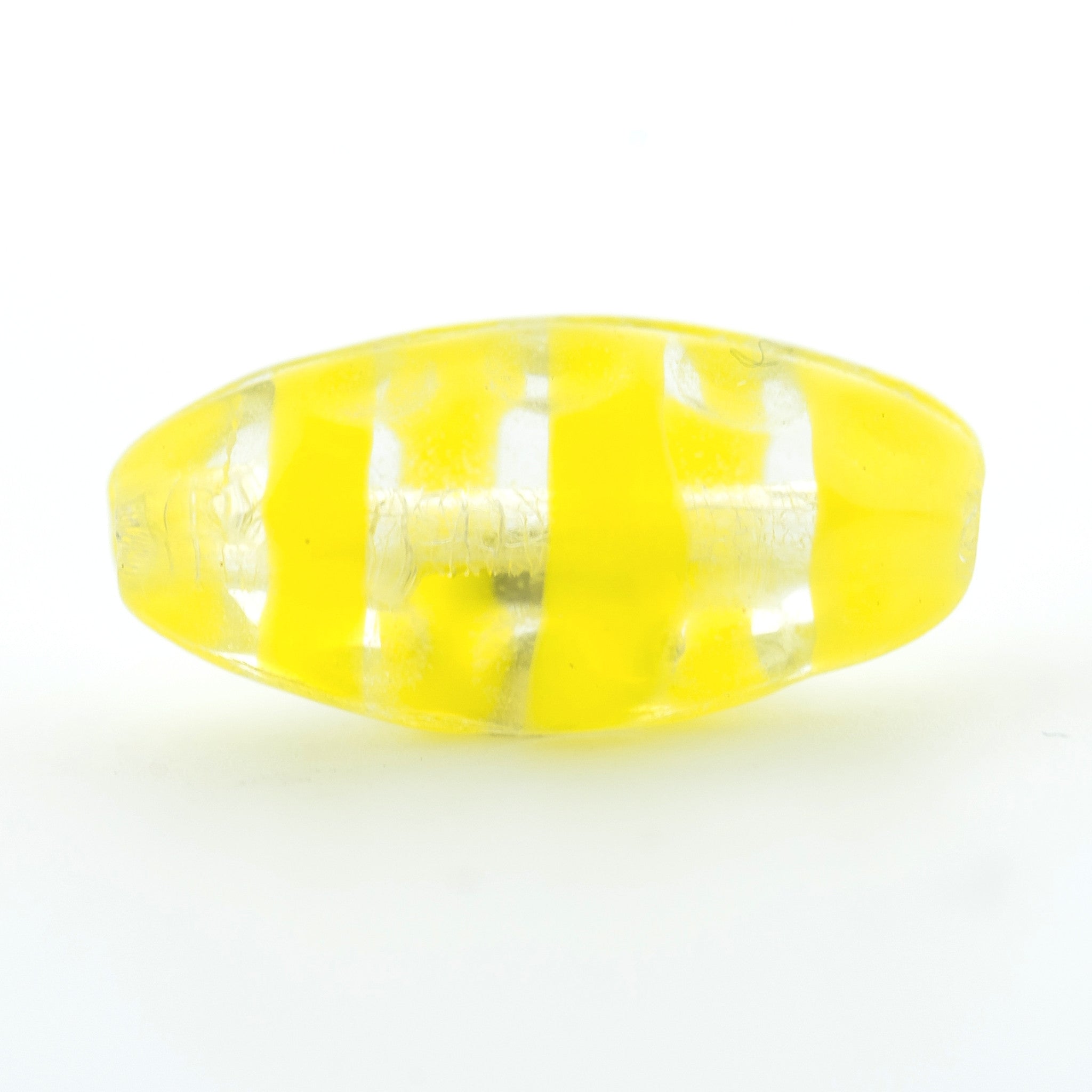 Crystal/Yellow Swirl Glass Oval Bead (36 pieces)