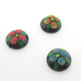 10MM Pink Flower On Black Cab (12 pieces)