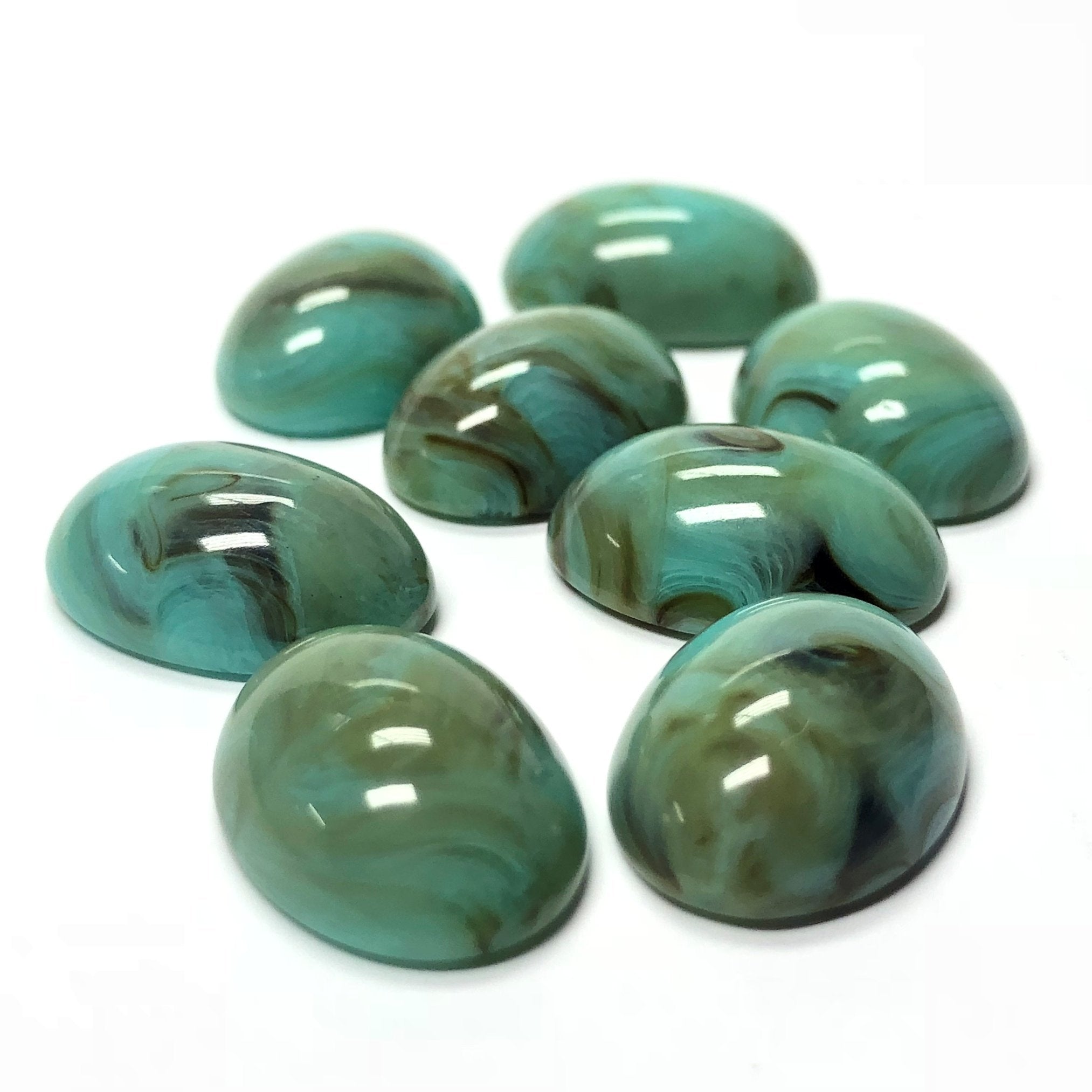 8X6MM Turquoise Matrix Color Oval Acrylic Cab (144 pieces)