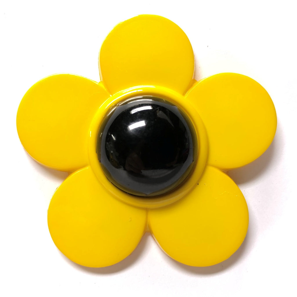 53MM Yellow-Black Daisy Acrylic Cab (12 pieces)