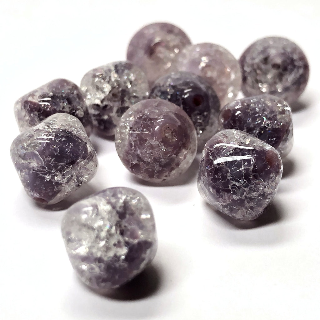 11MM Lilac Crackle Glass Diamond Bead (24 pieces)