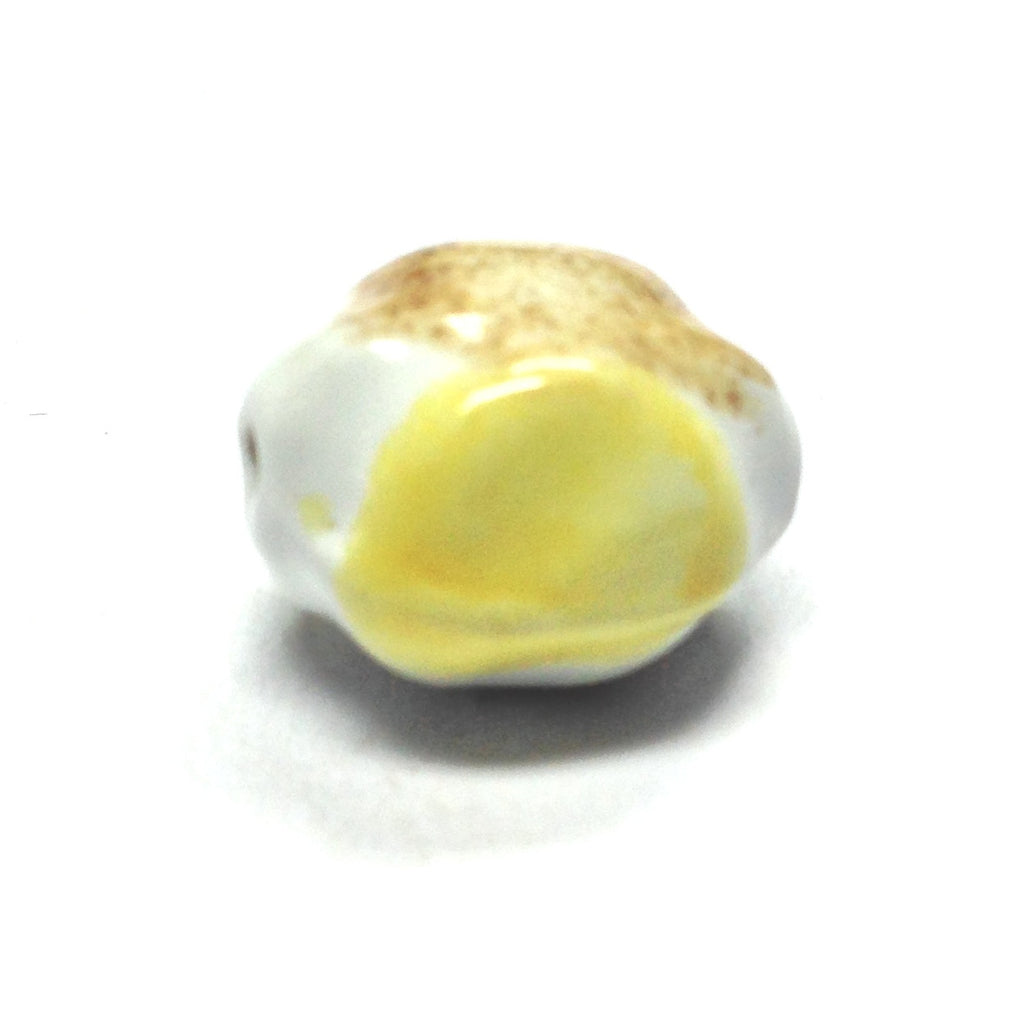 15MM Yellow/White Ceramic Oval Bead (36 pieces)