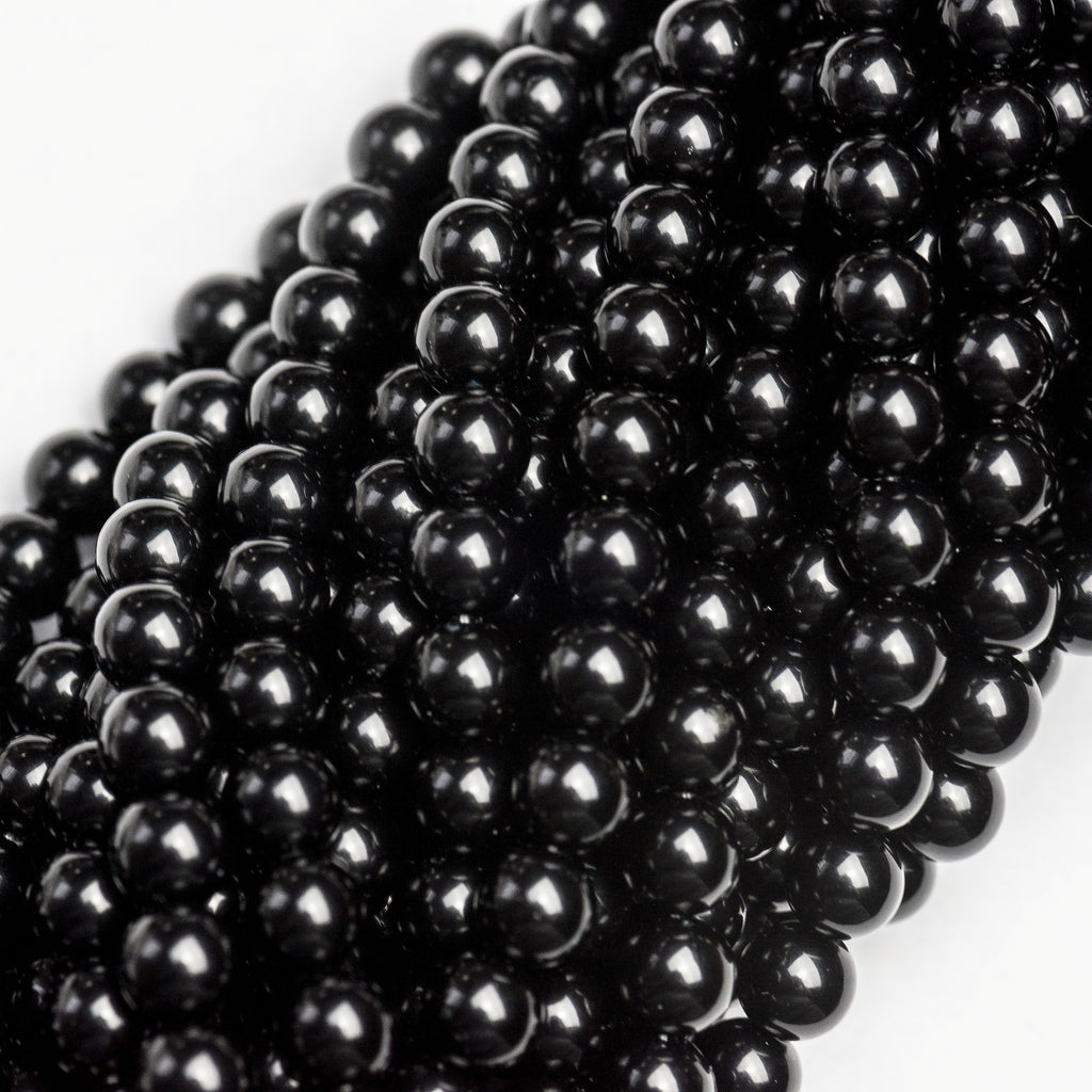 5MM Jet Black Beads 30" (1 dozen strands)