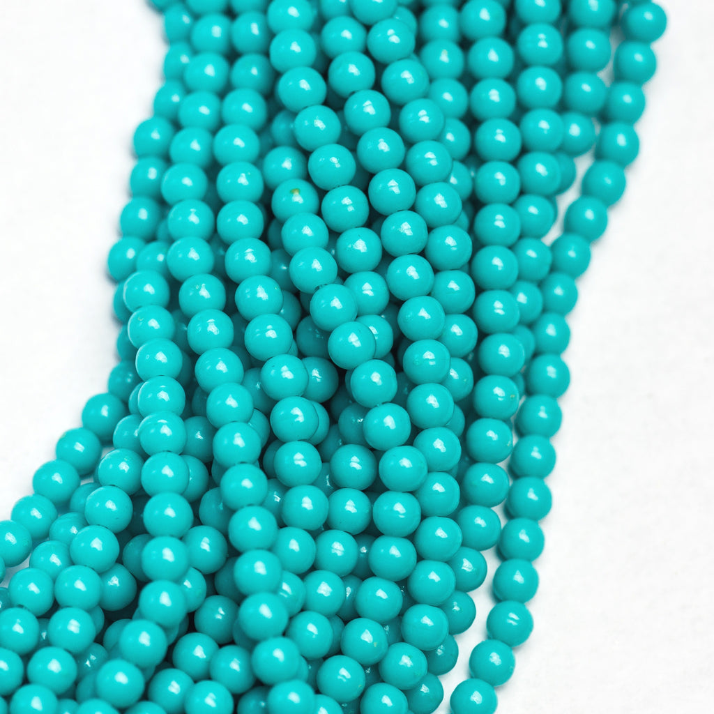 4MM Opaque Turquoise Acrylic Beads 30" (1 dozen strands)