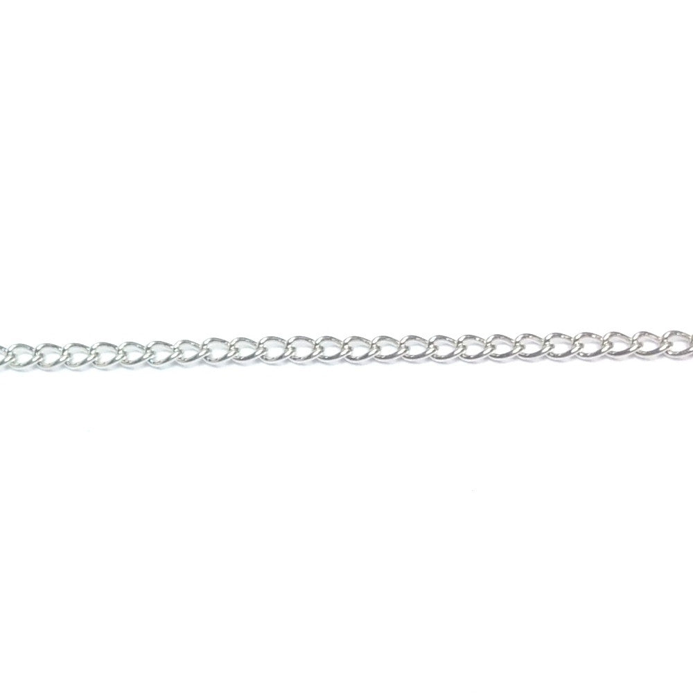 Im. Rhodium Plated Chain Brass Curb (1 foot)