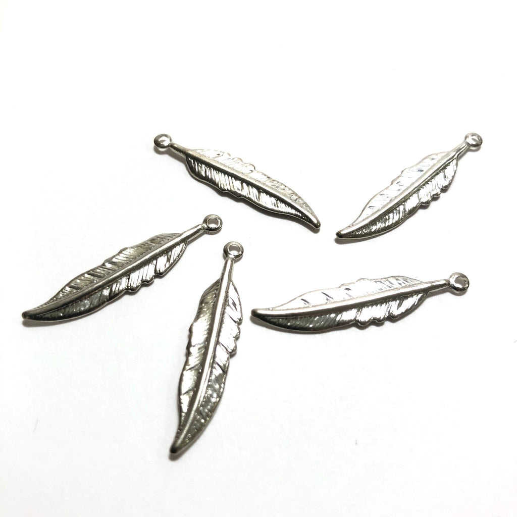 27MM Silvertone Feather Drop With Loop (36 pieces)
