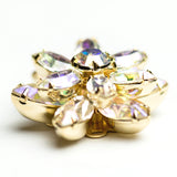 23.4MM Navette Button Crystal Ab/Gold (1 piece)