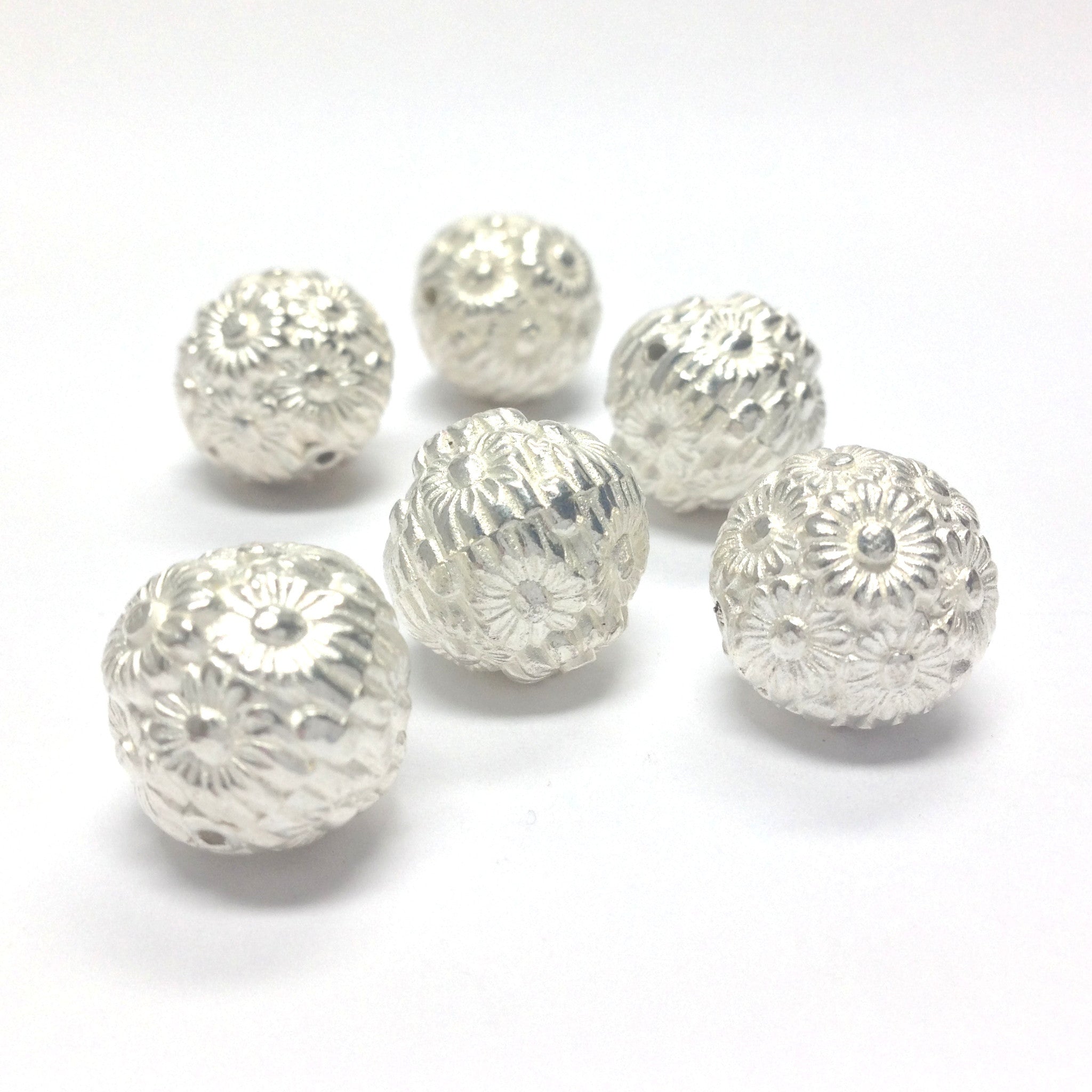 14MM Silver Flower Bead (36 pieces)