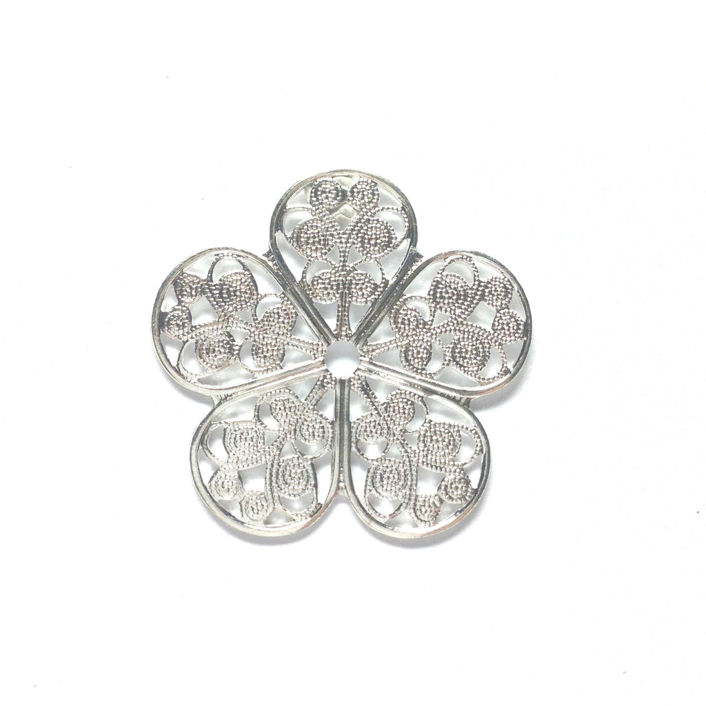 Filigree 25MM Flower Silver (3 pieces)