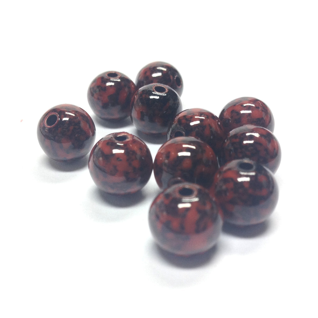 14MM Rust/Black Dappled Beads (36 pieces)