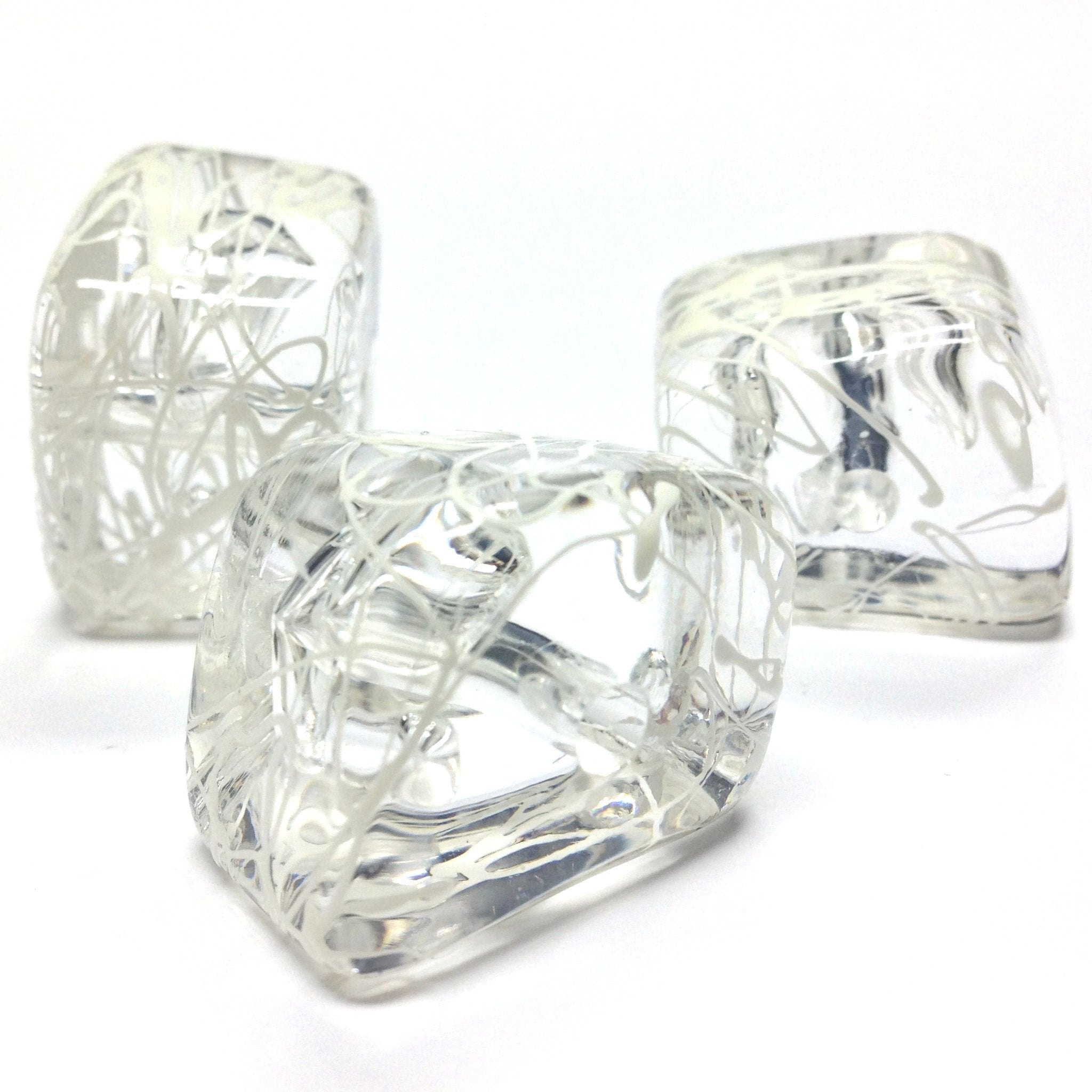 18X24MM Crystal/White "Drizzle" Bead (6 pieces)