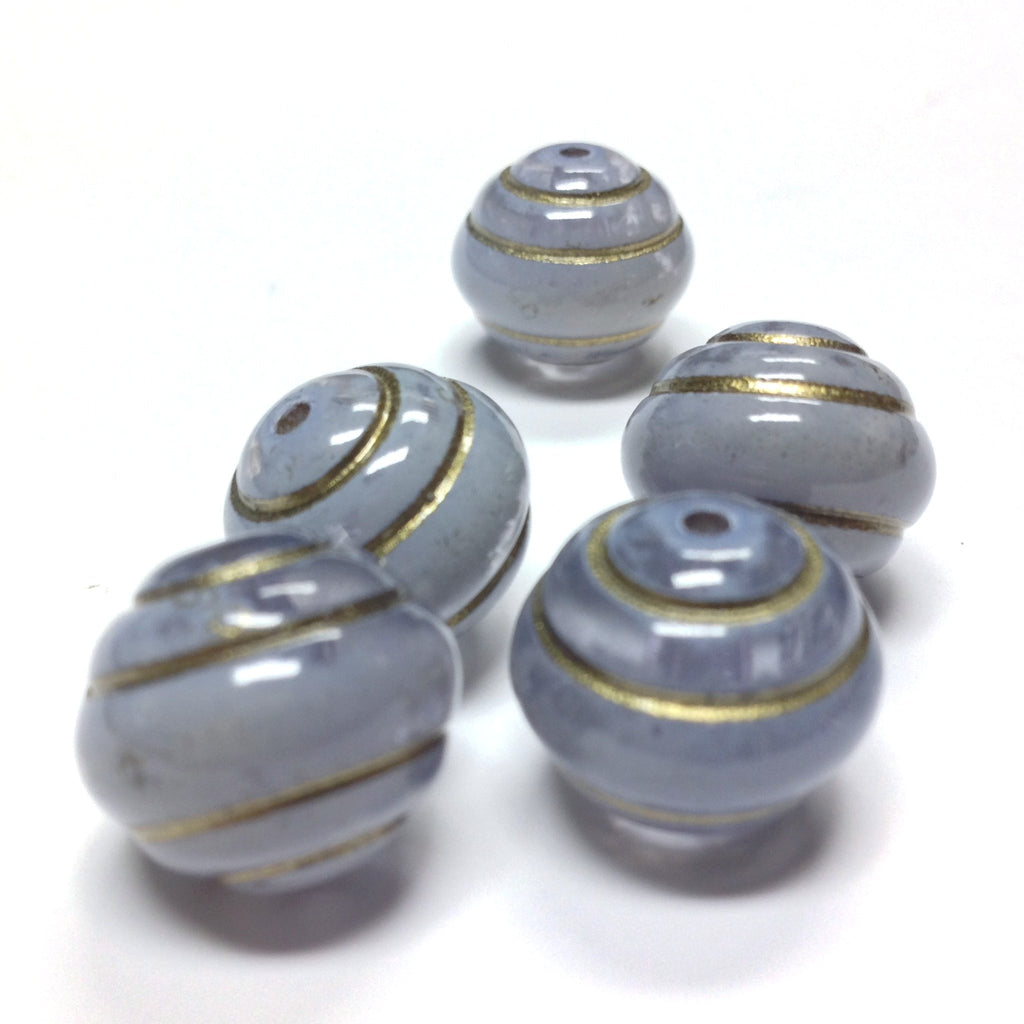 15MM "Stonewashed" Blue/Gold Beads (12 pieces)