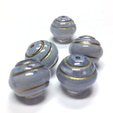 15MM "Stonewashed" Blue/Gold Beads (12 pieces)