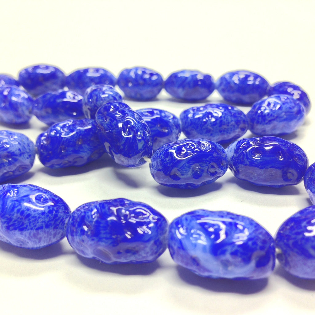 18X10MM Lapis w/Gold Fleck Glass Baroque Oval Bead (24 pieces)