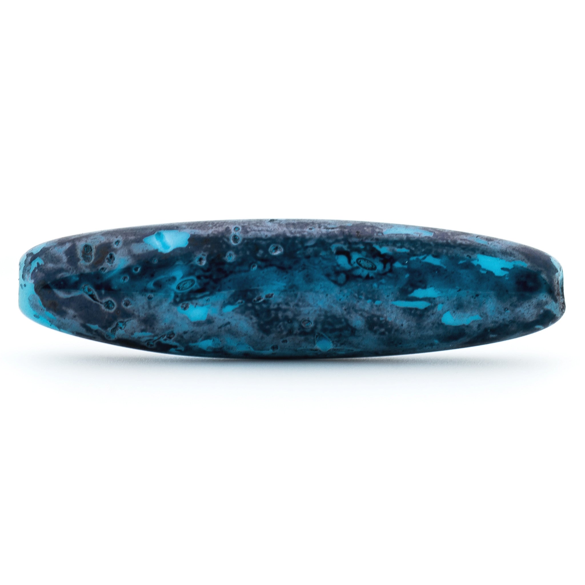 Blue w/Black Glass Oval Bead (12 pieces)