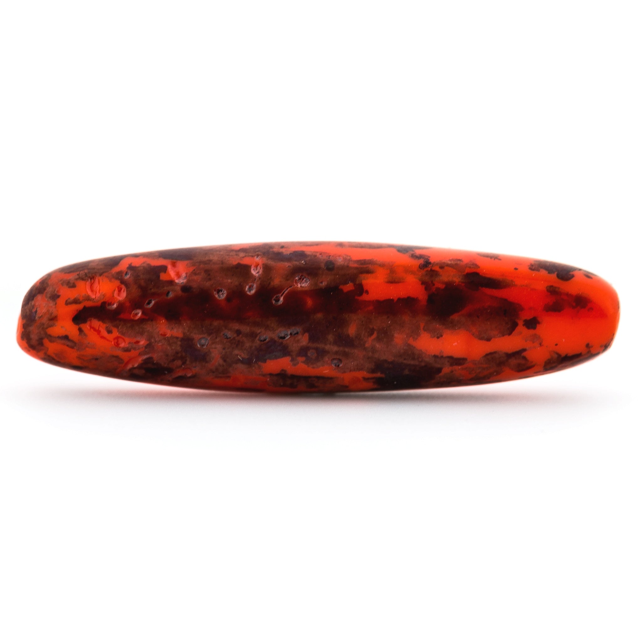 Orange w/Black Glass Oval Bead (12 pieces)