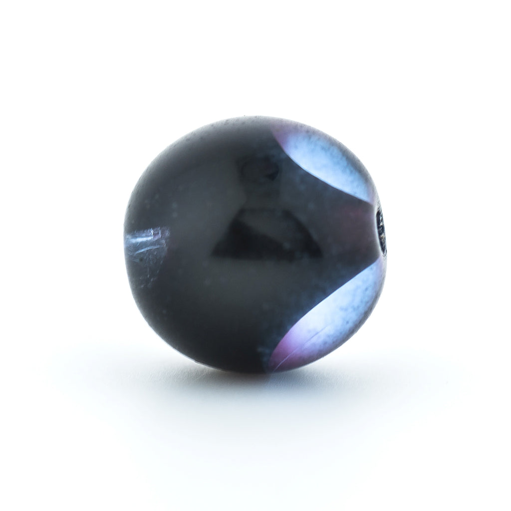10MM Sapphire/Black Glass Round Bead (72 pieces)