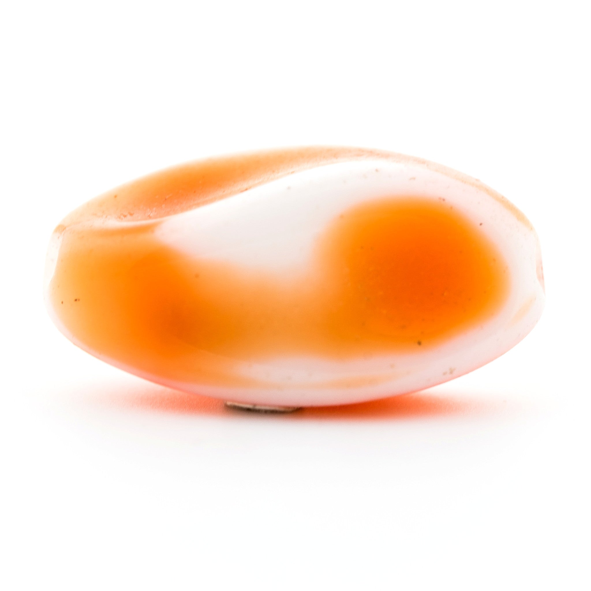 20X12MM Orange/Wht Glass Oval Bead (36 pieces)