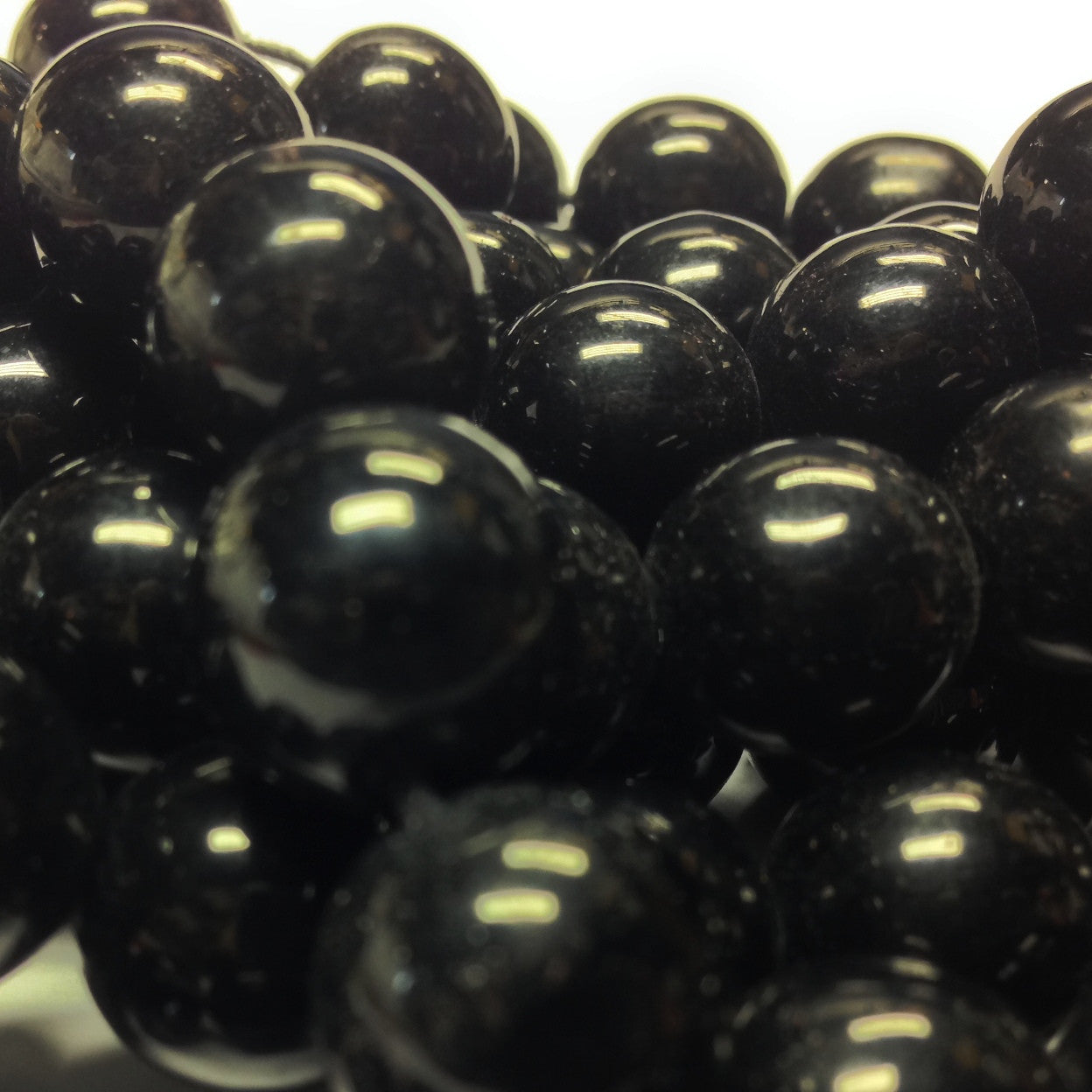 12MM Black Round Glass Beads (100 pieces)
