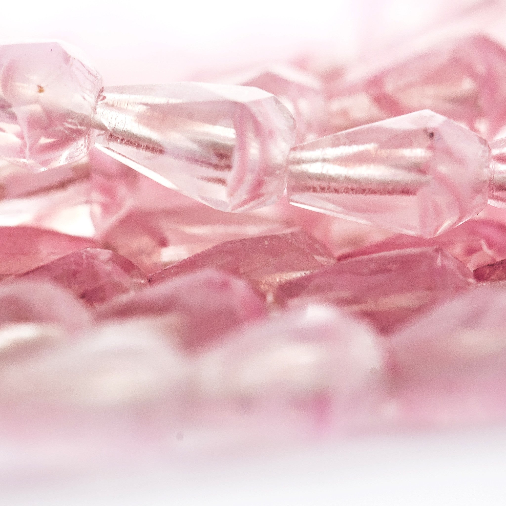 7X5MM Pink/Crystal Firepolish Pear Beads (200 pieces)