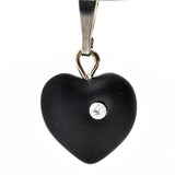 11MM Black Mat Heart Drop w/Crystal Pp (12 pieces)