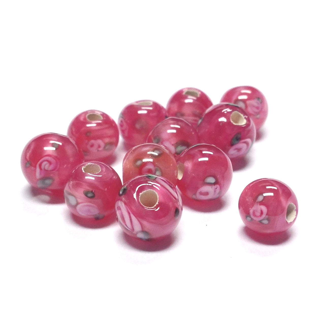 6MM Rose Flower Glass Bead (24 pieces)