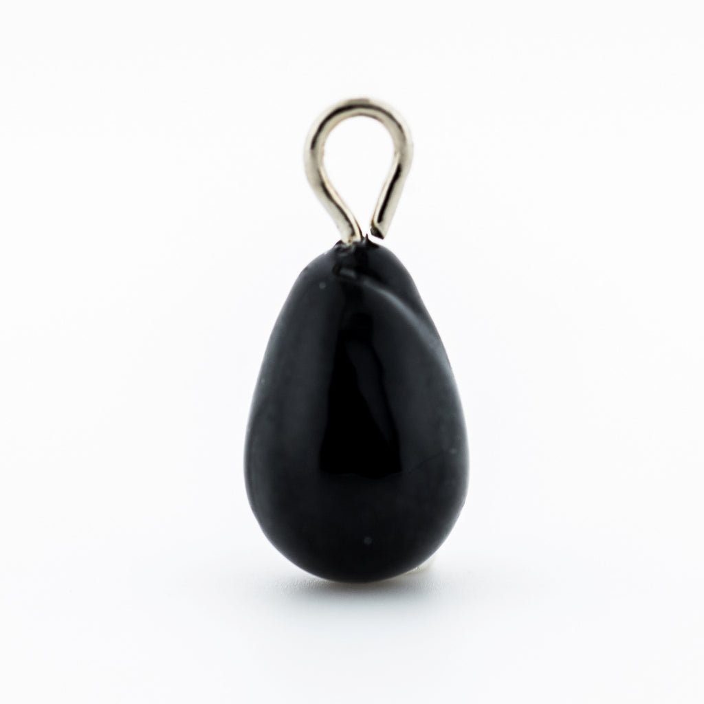 6X9MM Black Glass Pearshape Drops (24 pieces)
