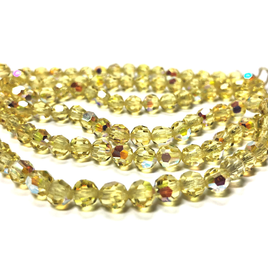 6MM Jonquil Ab Cut Crystal Faceted Beads (120 pieces)