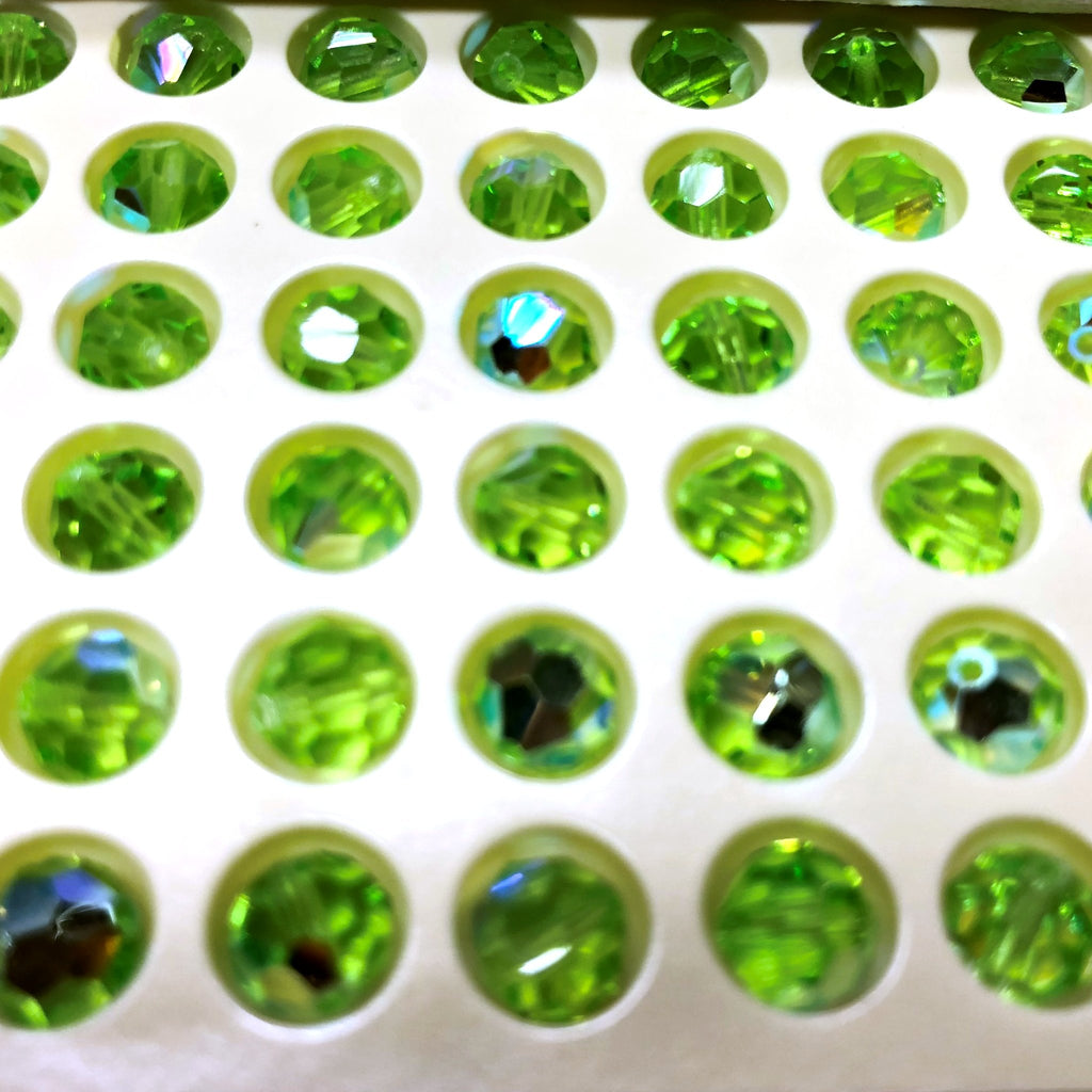 10MM Peridot Ab Cut Crystal Faceted Beads (72 pieces)