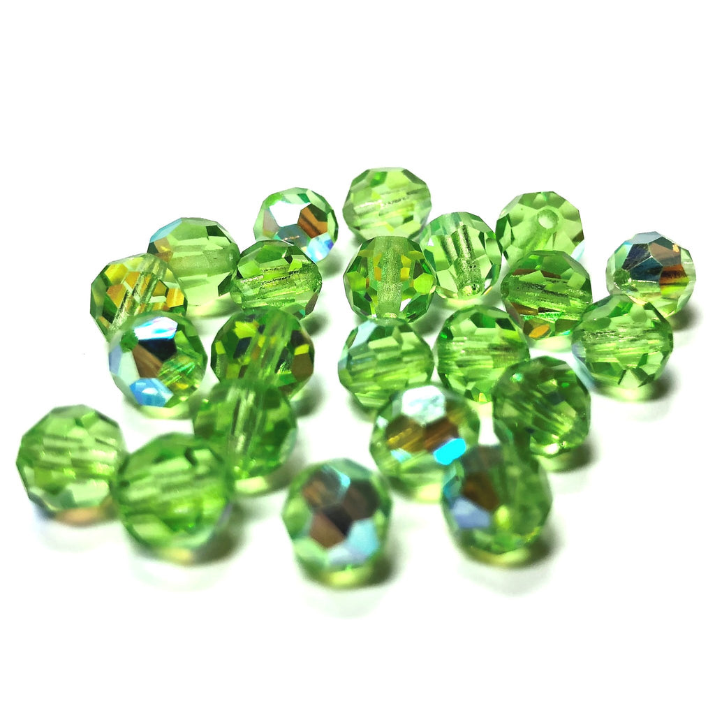 6MM Peridot Ab Cut Crystal Faceted Beads (120 pieces)