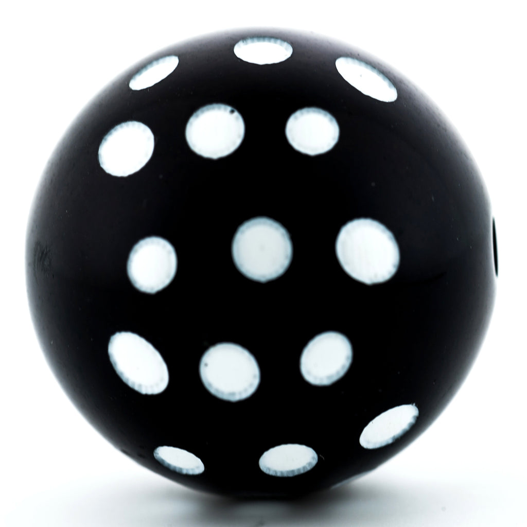 25MM Black Bead w/White Dots (6 pieces)