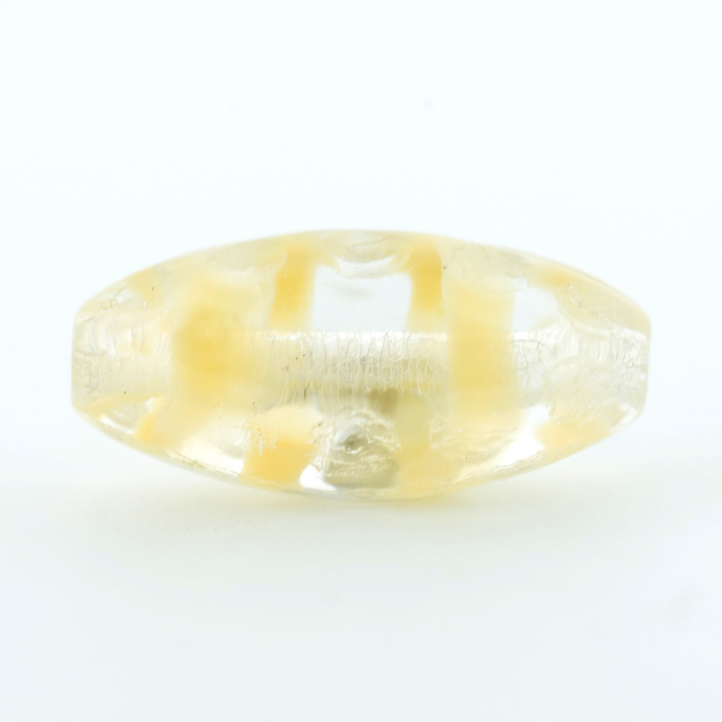 Crystal/Beige Swirl Glass Oval Bead (36 pieces)