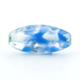 Crystal/Blue Swirl Glass Oval Bead (36 pieces)