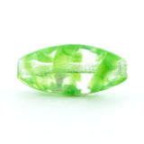 Crystal/Green Swirl Glass Oval Bead (36 pieces)