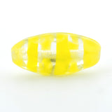 Crystal/Yellow Swirl Glass Oval Bead (36 pieces)