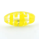 Crystal/Yellow Swirl Glass Oval Bead (36 pieces)