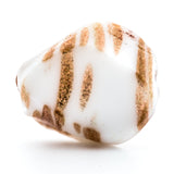 White w/Gold Glass Fancy Bead (12 pieces)