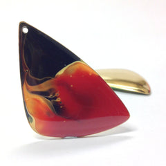 48X29MM Red-Black Enamel Brass Drop (2 pieces)