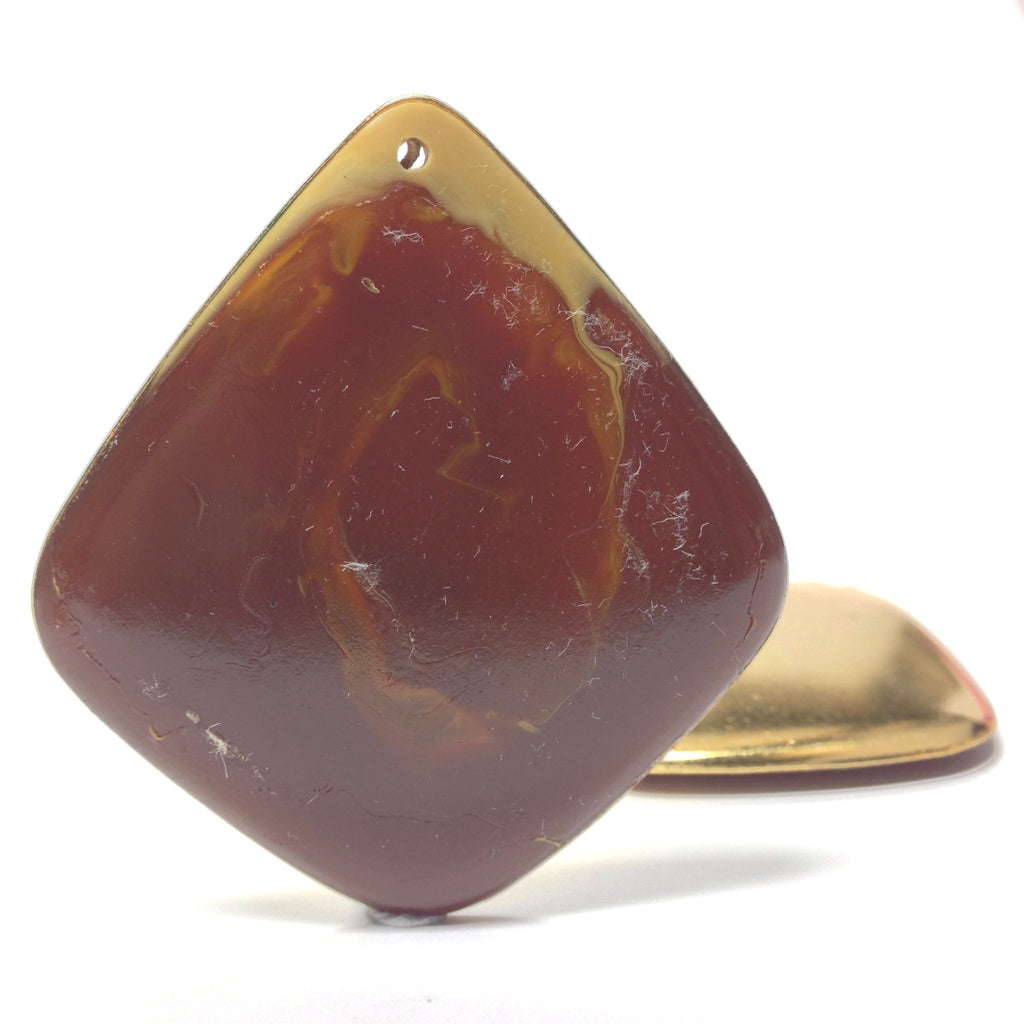 48X44MM Amber-Ivory Enamel Brass Drop (2 pieces)