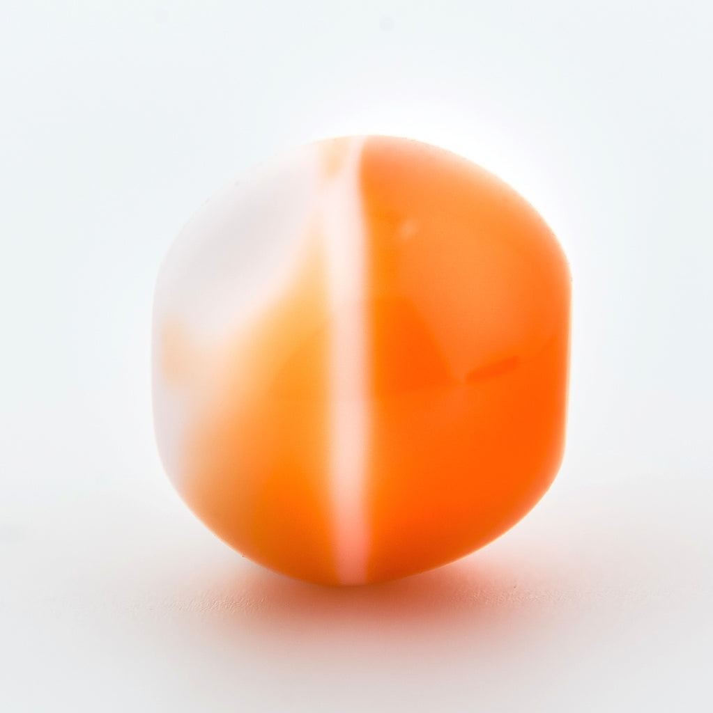8MM White/Orange Glass Beads (100 pieces)