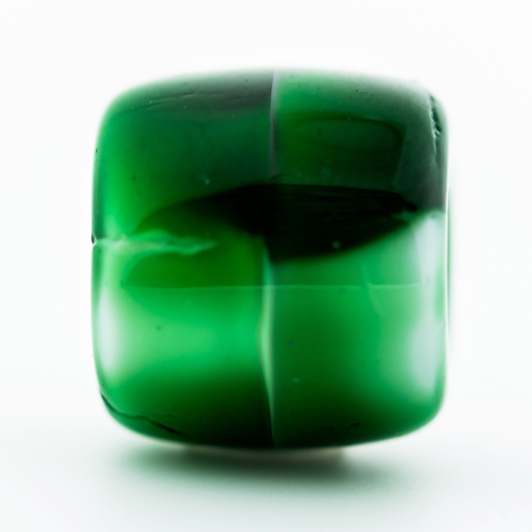 12MM Green/Wht Glass Barrel Bead (24 pieces)