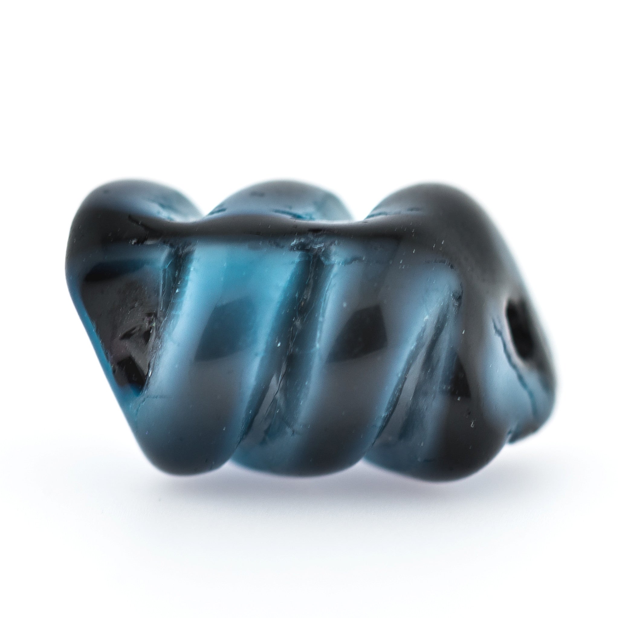 13X8MM Blue/Blk.Glasstwist Tube Bead (36 pieces)