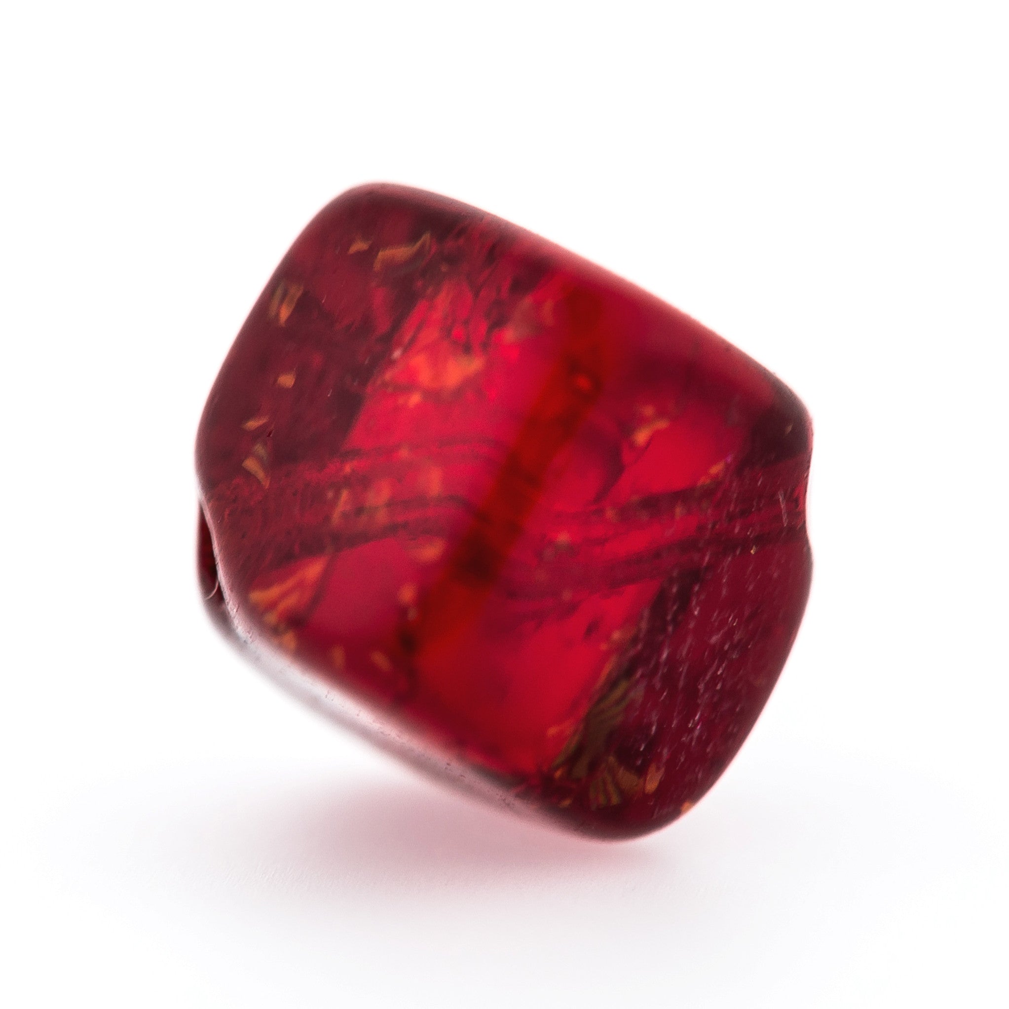 6MM Ruby Crackel Glass Cube Bead (144 pieces)
