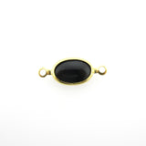Black Glass Oval Chanel Link Bead (24 pieces)