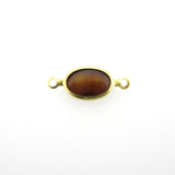 Tigereye Brown Glass Oval Chanel Link Bead (24 pieces)