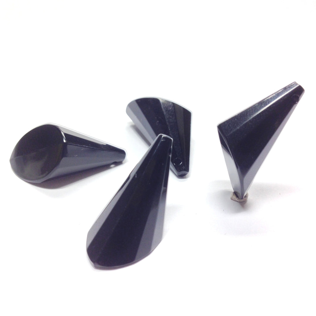 47X35MM Black Faceted Drop (6 pieces)