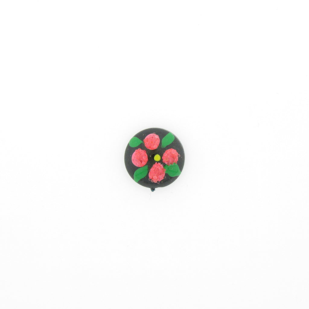 10MM Pink Flower On Black Cab (12 pieces)