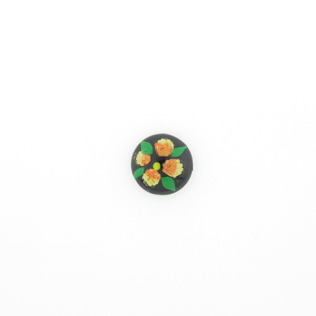 10MM Yellow Flower On Black Cab (12 pieces)