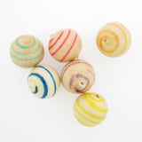 20MM Pink Stripe Papermache Bead (12 pieces)